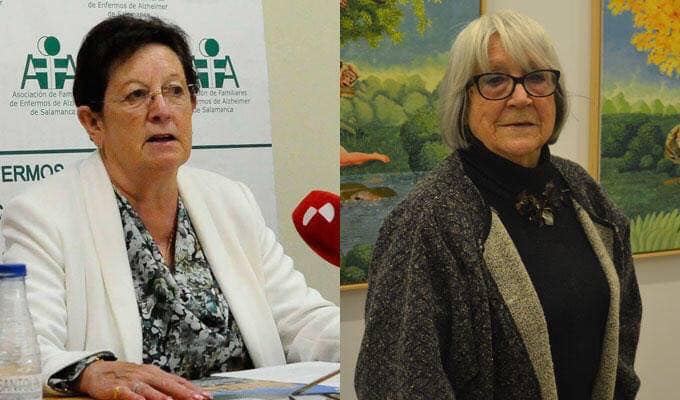 La Presidenta de AFA Salamanca y la pintora Isabel Villar