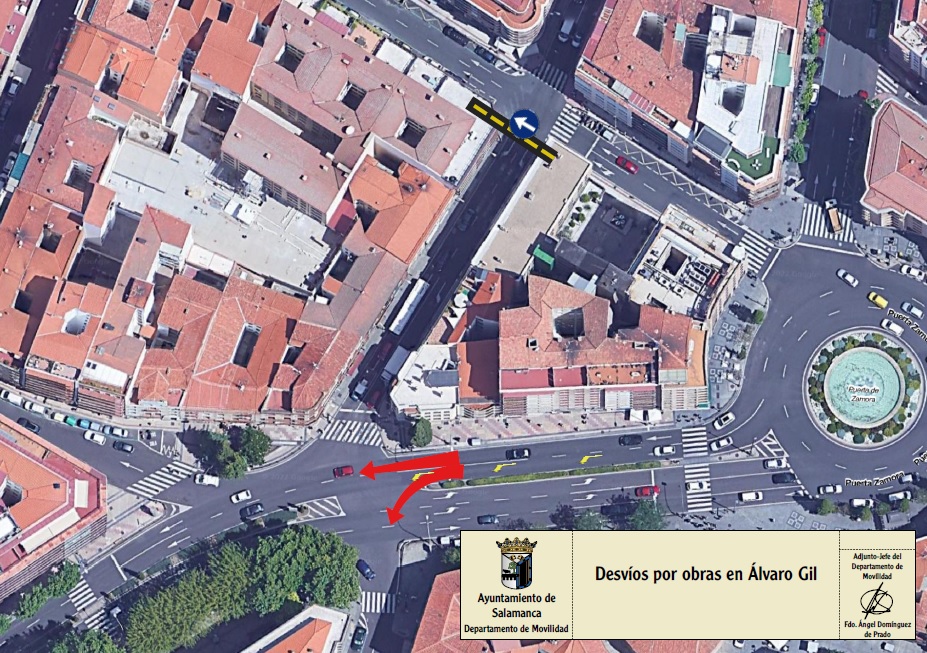 Plano correspondiente al desvio del trafico por las obras en Alvaro Gil