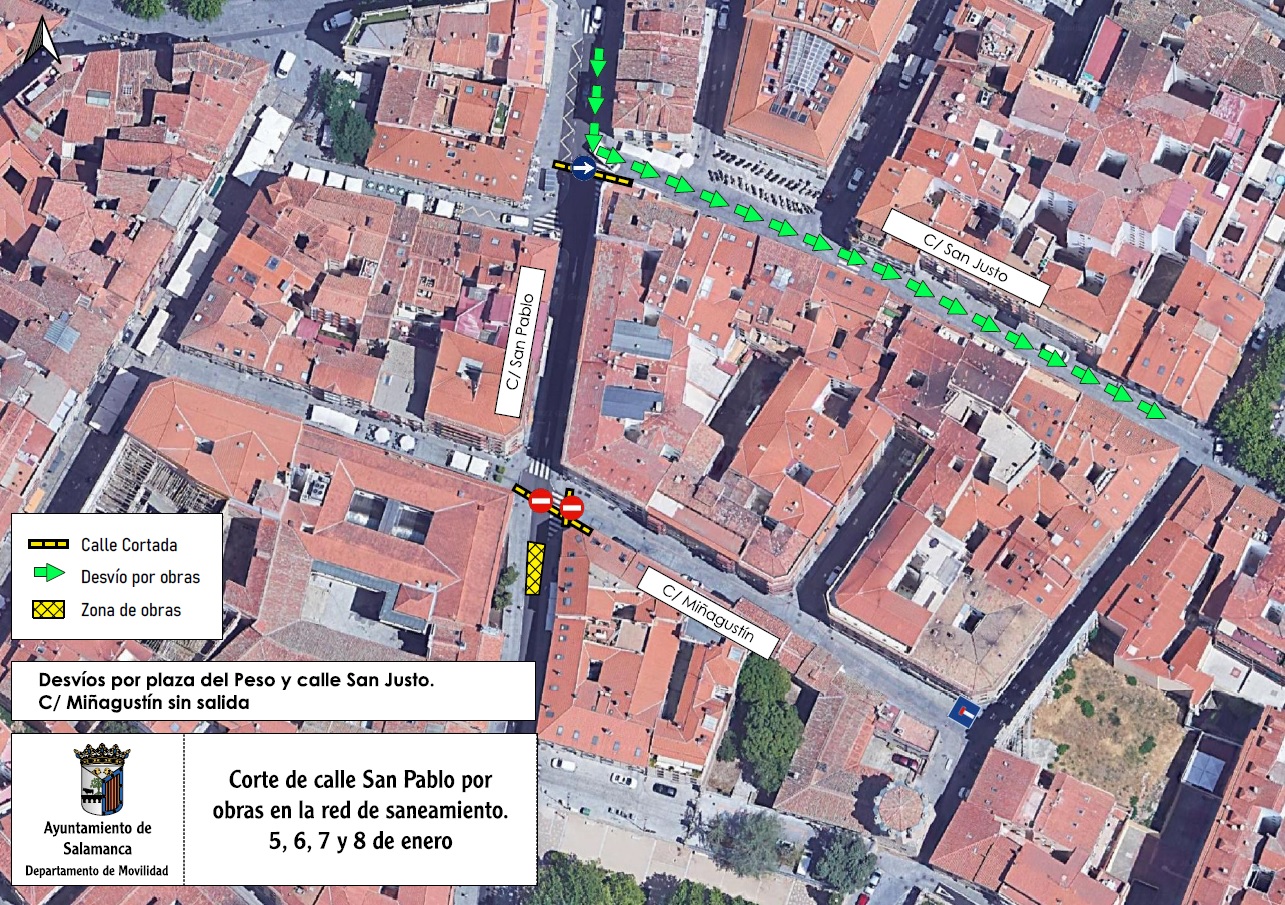 Cortes de trafico previstos en la calle San Pablo