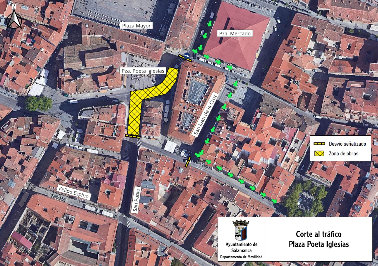 Plano con el corte de trafico y los desvios
